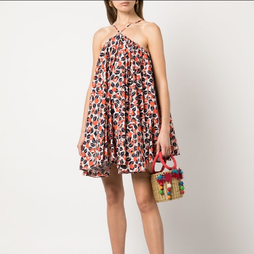 🧵Agua Bendita Celeste Multicolor Floral Flouncy Fit & Flare Dress XS NWT